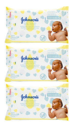 Johnson's Baby X3 Toallitas Húmedas Bebes Recién Nacidos 48u