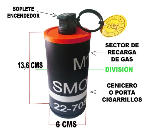 Encendedor Cenicero Granada Humo M18 859 Smoke22-708-50/lito
