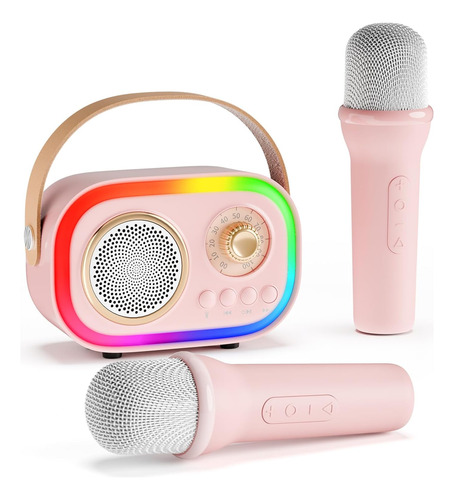 Mini Máquina De Karaoke Para Niños Con 2 Micrófonos Inalámbr