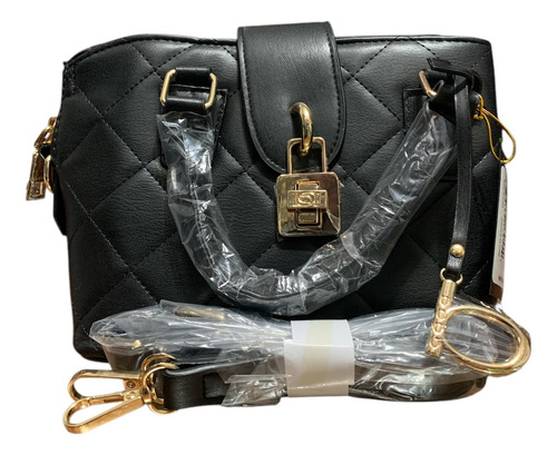 Bebe Los Angeles - Bolsa Kellen Small Satchel Negro Lisa Oro Negro