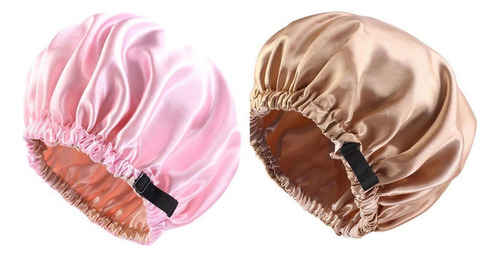 2 Gorros De Dormir Satén Pelo Rizado Capó De Seda Elástica
