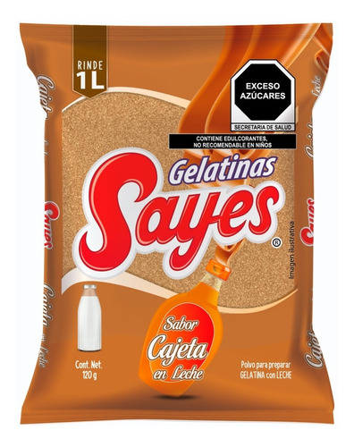 Imagen 2 de 4 de Gelatina Sayes De Leche Sabor Cajeta 25 Piezas 120gr