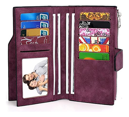Uto Cartera Rfid Para Mujer Pu Cuero Mate Tarjetero Organiza