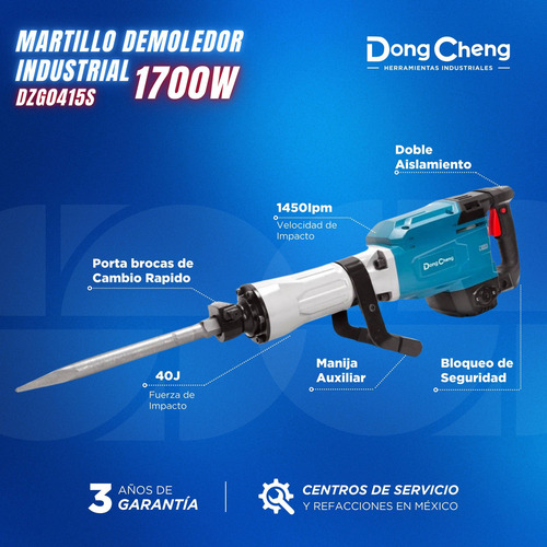 Martillo Demoledor Industrial 1700w Dongcheng DZG04-15S Color Azul
