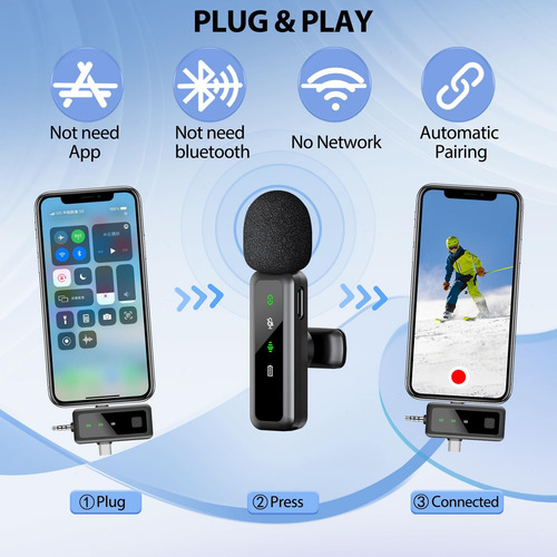 Micrófono magnético inalámbrico Axistr Lavalier para iPhone/Android/iPad/PC, 100 pies de alcance, 70 db, cancelación de ruido, plug and play, recepción omnidireccional.