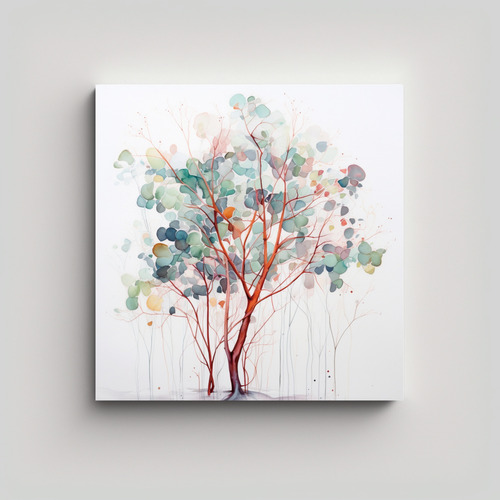 50x50cm Cuadro Decorativo Árbol Eucalipto Colores Suaves