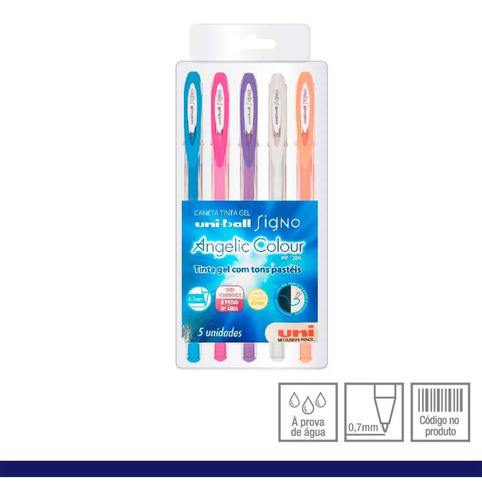 Caneta Gel Uni-ball Signo Angelic Colour Estojo C/5 Cores Pa Cor da tinta Colorido Cor do exterior Colorido