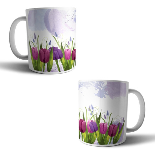 Taza Sublimada Flores Tulipanes