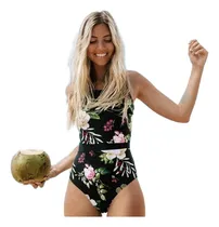 Comprar Enterizos Negros Flores \u002F Traje De Baño - Beca Style