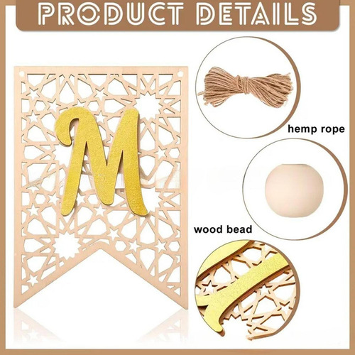 Ramadan Banner Pull Flag Decoraciones Musulmanas Props Oro