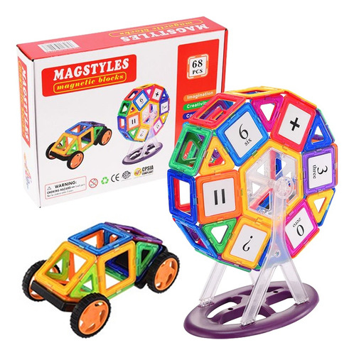 Bloques Para Armar Magnéticos Magnetic Tiles 68  Piezas Caja