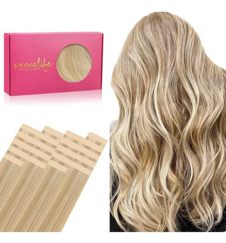 Wennalife Tape In Hair Extensions Human Hair, 20pcs Qcj9t