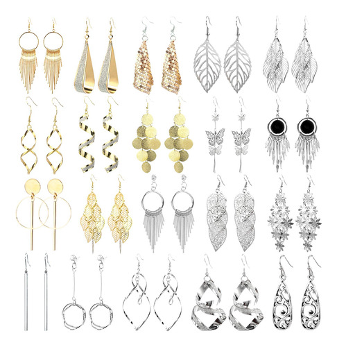 20 Pares De Aretes De Aleacin Con 8 Piezas De Oro, 12 Piezas