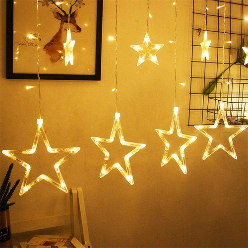 Imagem 2 de 6 de Cascata Led Com Estrelas Decoração 8 Funções