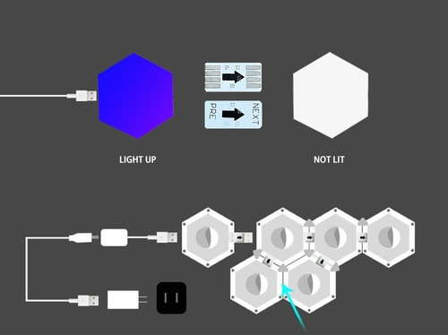Luz De Parede Interna Hexagonal Led Bluetooth 3x Rgb