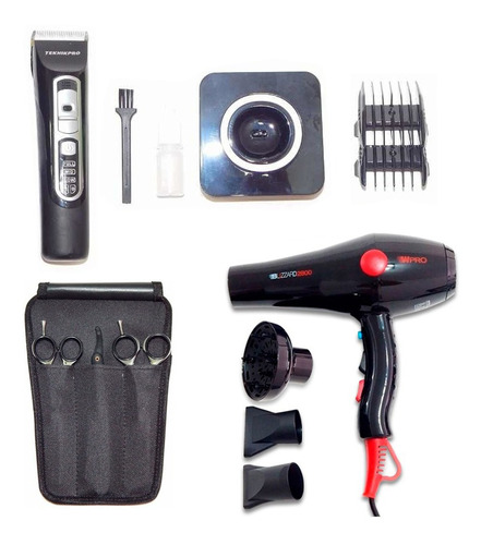 Kit Teknikpro Cortadora Pelo Y Secador + Style.cut Tijeras