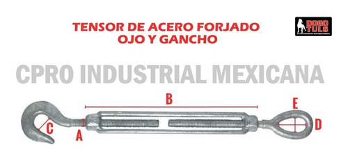 Tensor Forjado Ojo Y Gancho 1/2x9 2pzs P