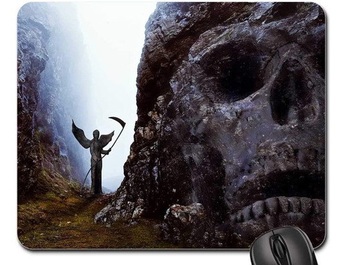 Mouse Pad - Skull And Crossbones Angel Gloomy Weird Composin