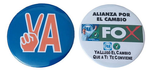 2 Botones Prendedores De Campaña De Vicente Fox Del Pan