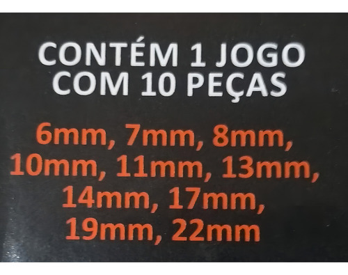 Jogo De Chave Combinada 10 Peças - 06 A 22mm Vila