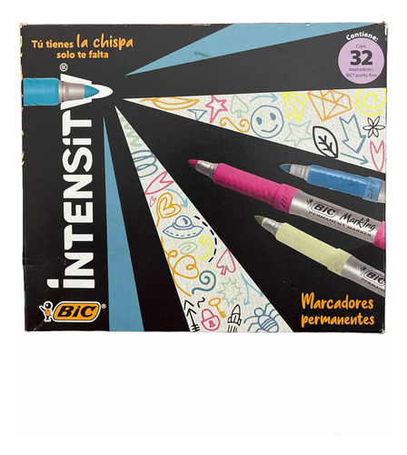 Marcador Plumon Permanente 32 Pzs Bic Intensity Punto Fino