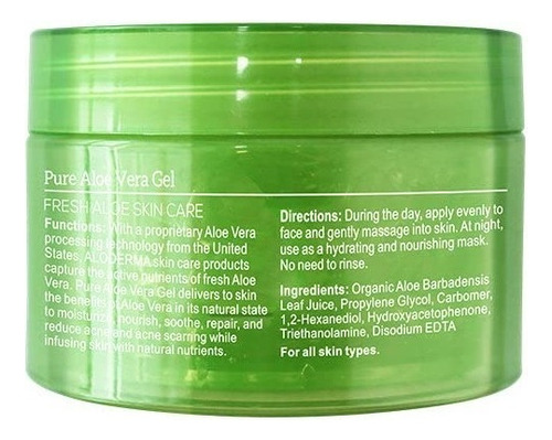 Aloderma Gel Orgánico.fabricado Al 96% Pureza En Aloe Vera Tipo De Piel Todo Tipo De Piel