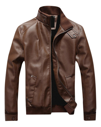 Chaqueta De Cuero Para Hombre, Moto, Cremallera Creativa, Su