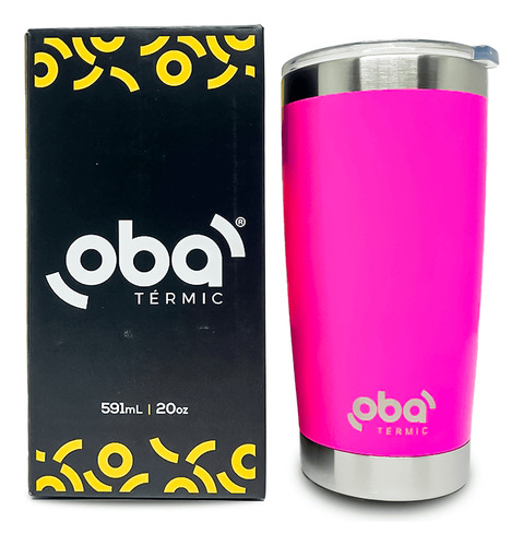 Copo Térmico Com Tampa E Abridor 591ml Rosa / Neon.