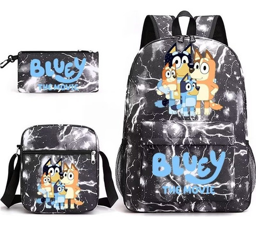 Mochila Azul Lápiz De Moda Juego De 3 Piezas