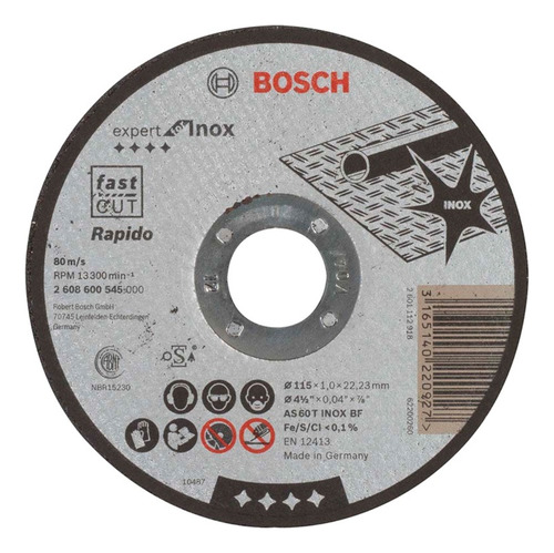 Bosch Disco Abrasivo Corte Expert Inox 115x1.0 Recto