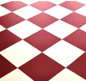 Imagen 2 de 7 de Piso Vinilico En Rollo 0.5mm X 2m X Lv Tipo Damero Rojo