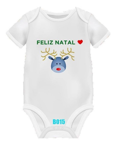 Body De Bebê Infantil Natalino Rena Nariz Vermelho Natal