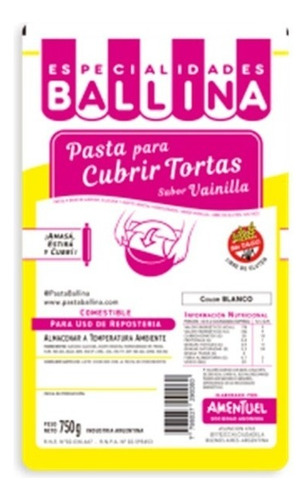 Pasta Ballina 750 Gr Vainilla