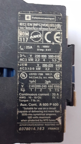 Contactor Telemecanique Lc1-d09 01