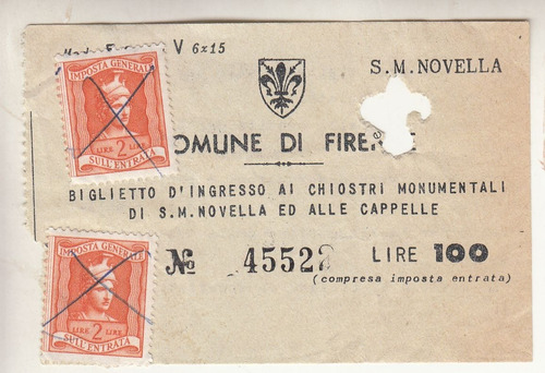 1962 Billete Chiostri Monumentali Italia Con 2 Cinderellas