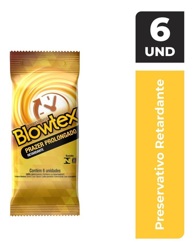 Preservativo Lubrificado Prazer Prolongado Blowtex Pacote 6 Unidades