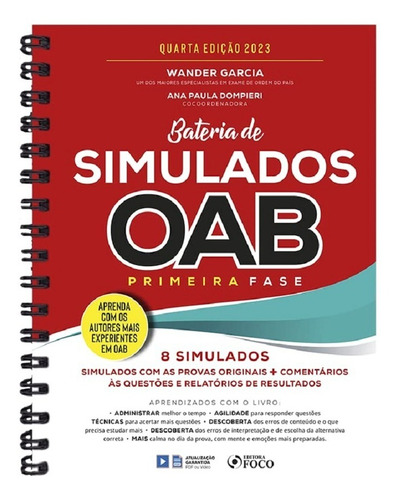 Bateria De Simulados Oab 1ª Fase (4ª Edição 2023) Foco Juridico