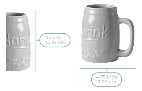 Juego De 6 Tazas Mason Jar De Cerámica 443ml, Colores Vibran