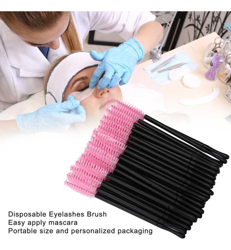 S Cepillo De Pestañas Desechable Pink Mascara Wands, 100