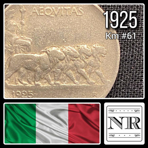 Italia - 50 Centesimi - Año 1925 - Km #61 - Leones