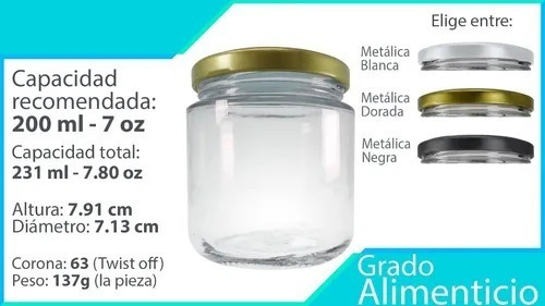 Imagen 2 de 10 de Frasco De Vidrio 7 Oz 200 Ml (72 Pz) Envases Recuerdos Etc