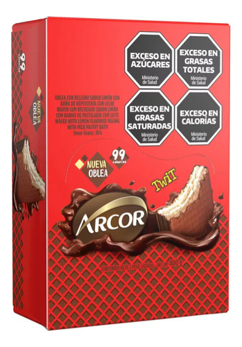 Arcor Oblea Twit Limon bañada en chocolate 20 unidades