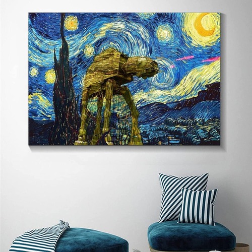 Cuadro Decorativo Star Wars At At Noche Estrellada 50x75cm