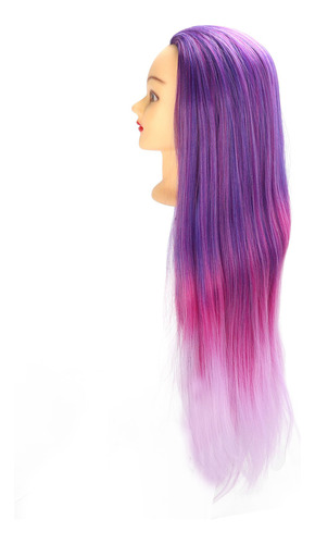 Cabeza De Peluquero Tipo Maniquí, Color Morado, Rosa Y Degra