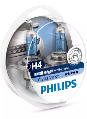 Lámpara Faro Moto Philips H4 Halógena Crystalvision 12V 60/55