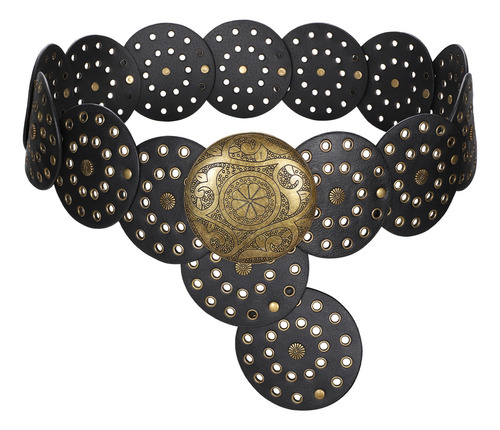 Cinturón Ancho Mujer Boho Vaquero Elegante Elástico Moda Color Negro Talla 105