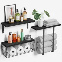 Comprar Estantes De Baño Con Toallero Repisas De Pared Para Salón