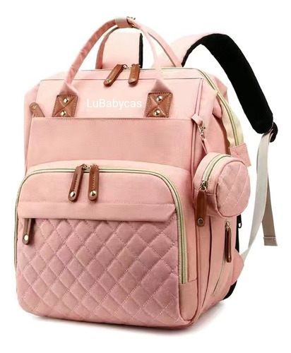 Mochila Maternal Lubabycas Impermeable Con Accesorios Rosada