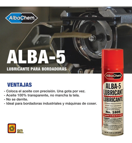 Alba 5 Lubricante Mineral En Spray -albachem Para Bordadoras