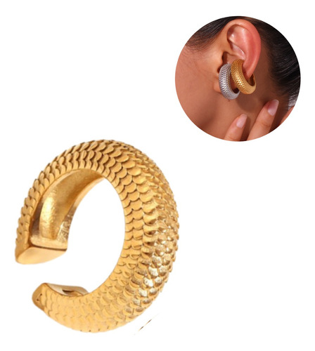 Aretes De Acero Inoxidable Mujer Ear Cuff Grandes Serpiente